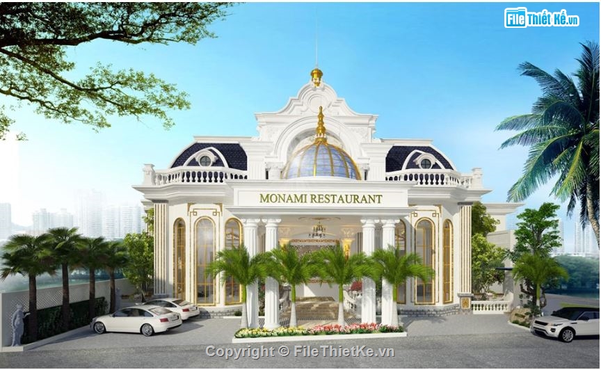 Sketchup nhà hàng,sketchup nhà hàng tân cổ,sketchup nhà hàng